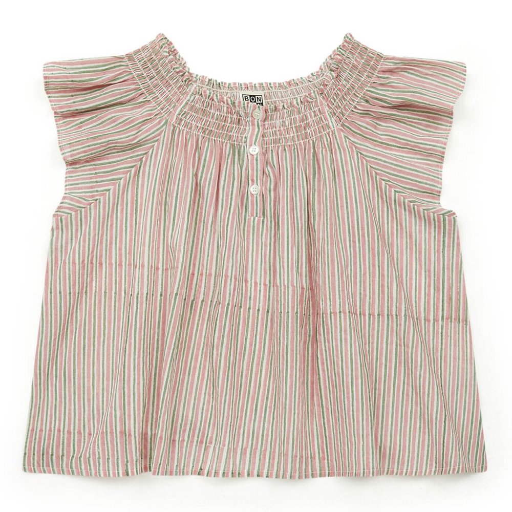 Bonton Perette Painted Stripe Cotton Blouse